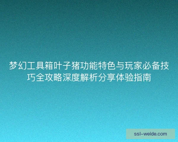 梦幻工具箱叶子猪功能特色与玩家必备技巧全攻略深度解析分享体验指南