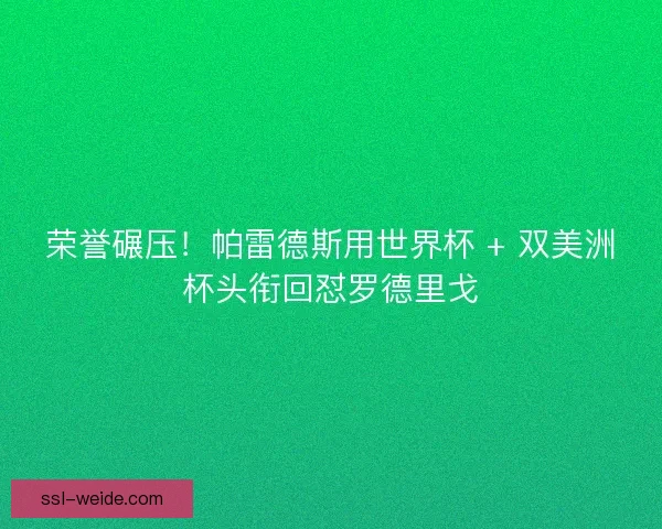荣誉碾压！帕雷德斯用世界杯 + 双美洲杯头衔回怼罗德里戈