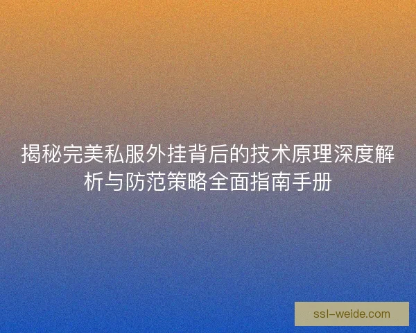 揭秘完美私服外挂背后的技术原理深度解析与防范策略全面指南手册
